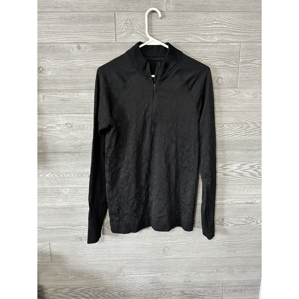 Lululemon Women’s Black‎ Embossed Restless 1/2 Zip Long Sleeve Pullover Size 8